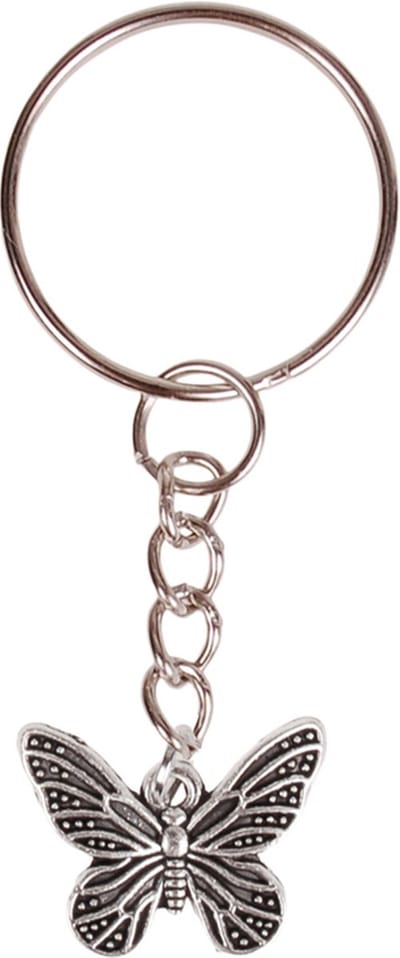 Sleutelhanger/Tashanger - Hangertje Vlindertje zilverkleurig 2cm