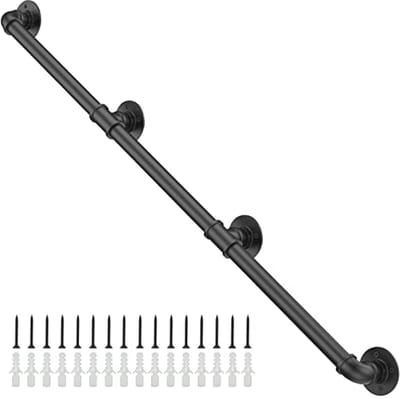 Industriële Antislip Trapleuning voor Binnen en Buiten - Vintage Zwart IJzeren Handrail (2,7 m)