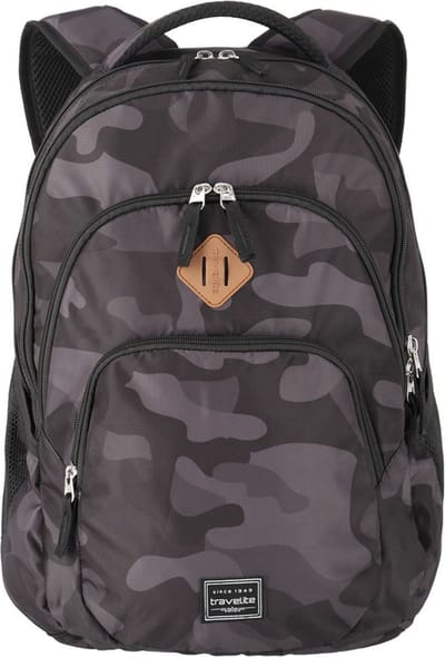 travelite Vrije tijd rugzak Rugzak met laptopvak Basic Melange Backpack 22L Camouflage Grijs