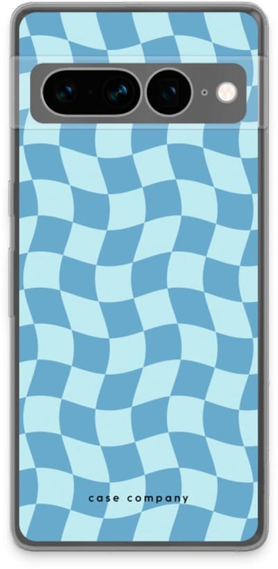 Case Company® - Hoesje geschikt voor Google Pixel 7 Pro hoesje - Grid Blauw - Soft Cover Telefoonhoesje - Bescherming aan alle Kanten en Schermrand