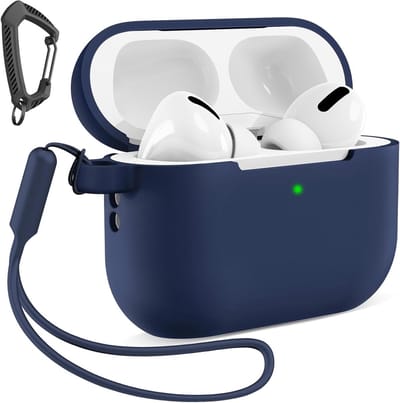 Siliconen Hoes voor AirPods Pro 3 - Schokbestendige Bescherming met Carabiner en Koord, Azure Blauw, Ideaal voor Reizen en Sport