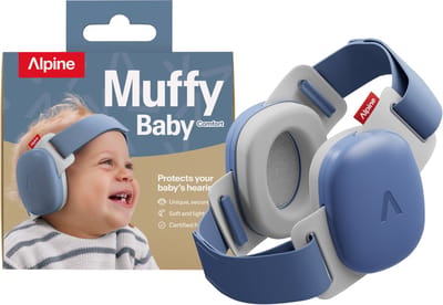 Alpine Muffy Baby Comfort (12-48 Maanden) - CE & ANSI Gecertificeerde Koptelefoon Baby - Verstelbare Gehoorbescherming Baby en Kinderen - Unieke Hoofdband voor Veilige & Comfortabele Pasvorm - 24 dB Demping - Denim Blue