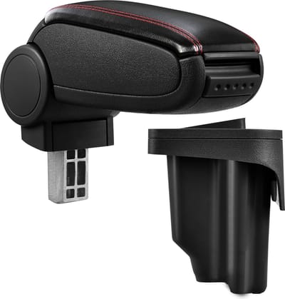 Armsteun BMW E46 1998-2007 kunstleer zwart rood stiksel