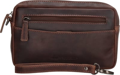 Hide & Stitches Japura Polstas Unisex - Clutch voor Dames en Heren - Handtas van 100% Leder met ritssluiting - Donkerbruin