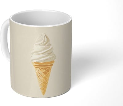 Mok - Koffiemok - Softijs - Hoorntje - Wit - Mokken - 350 ML - Beker - Koffiemokken - Theemok
