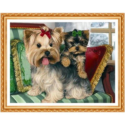 5d Diy Diamond Schilderen Cross Stitch Diamond Borduren Hond Diamond Animal Diamond Home Decor 20X30CM beige