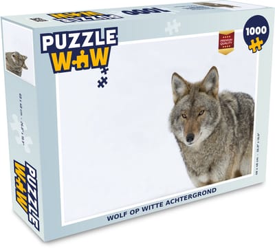 Puzzel Wolf op witte achtergrond - Legpuzzel - Puzzel 1000 stukjes volwassenen