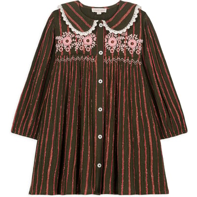 Louise Misha Dress Marlotta Khaki Copper Stripes Größe: 4Y | Kleider Outlet | Unisex | Braun