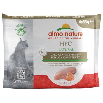 Almo Nature HFC Naturel 6x55g verpakking van 8 - Kip en garnalen