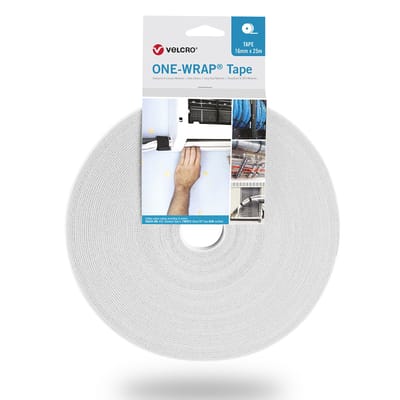 VELCRO® One Wrap® Tape 30 mm breed, wit, 25 m