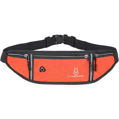 Sac banane de sport pour hommes et femmes, support de téléphone, ceinture avec trou pour écouteurs, pochette de course étanche orange