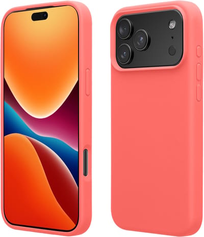 kwmobile telefoonhoesje geschikt voor Apple iPhone 17 Pro Max - Hoesje met siliconen coating - Smartphone case in neon koraal
