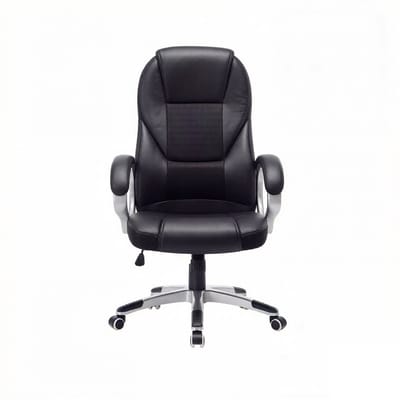 Ergonomische bureaustoel Draaistoel Leerstoel 73 x 70 x (112-122) cm Zwart Met wielen verplaatsbaar PU-materiaal Gebogen rugleuning Verstelbare zitting Kantelfunctie Geschikt voor thuisstudie en kantoor