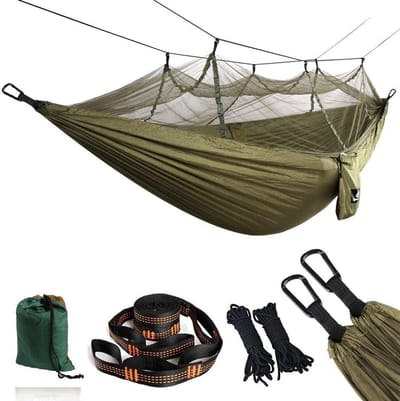 Hangmat met Muggennet - Dubbele Ondersteuning, Ultralicht en Ademend, Ideaal voor Camping en Outdoor