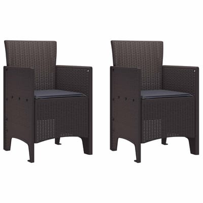 vidaXL Tuinstoel met kussen 2 pcs Bruin 53 x 49 x 85 cm Polypropyleen