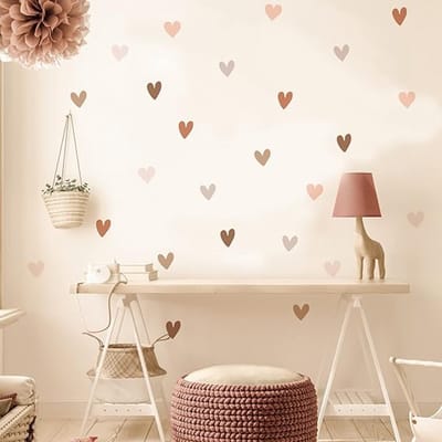 Famanu - Boho hart muurstickers voor, schil en plak harten muurstickers meisjes muurstickers kinderkamer slaapkamers woonkamer kleuterschool hart muurkunst