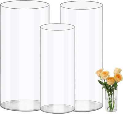 Vaas set van 3 - Acryl cilindervazen - Duurzaam en shatterproof - Perfect voor bloemstukken - ShopVlot