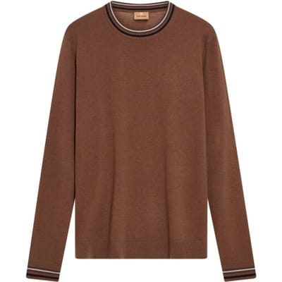 Mos Mosh 511830 289 mosmosh mmgadam contrast crew neck knit cocoa brown