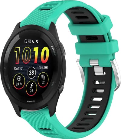 Siliconen bandje - geschikt voor Xiaomi Mi Watch / Watch 2 (PRO) / Watch S1 / Watch S1 Pro / Watch S2 / Watch S3 / Watch S4 / Watch S5 / Haylou / Redmi Watch 5 Active & Lite - mintgroen-zwart