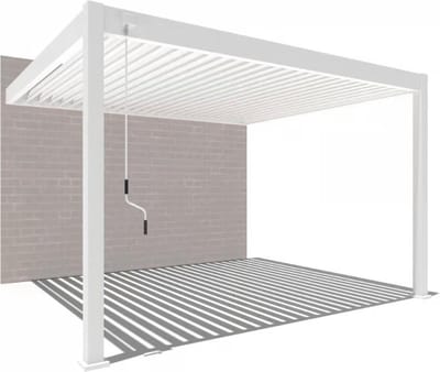 Orion Deluxe overkapping muurbevestiging - 360 x 400 cm - wit - Weerbestendig en Luxe uitstraling - Volledig Aluminium Terrasoverkapping - Perfect te gebruiken als Tuinprieel / Carport / Veranda / Pergola