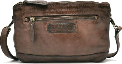 Hillburry Schoudertas-Clutch met vakjes Gewassen Leer bruin - (bxhxd) ca. 22cm x 15cm x 2,5cm
