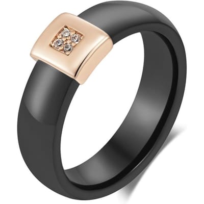 Zwarte Keramische Ring Voor Vrouwen Mode Roségoud Kleur Natuurlijke Zirkonia Accessoires Hoge Kwaliteit Dagelijkse Fijne Sieraden 8