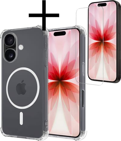 Hoesje - Met Screenprotector - Geschikt voor Apple iPhone 17 - Magsafe Compatible - Sterk & Shockproof - Back Cover - Shock Proof Case - Telefoon Hoes - Transparant
