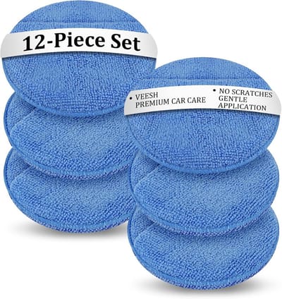 Polijstpads Auto - Detailing Pads Microfiber - Auto Onderhoud - Met Vinger Hulzen - 12 Stuks - Blauw