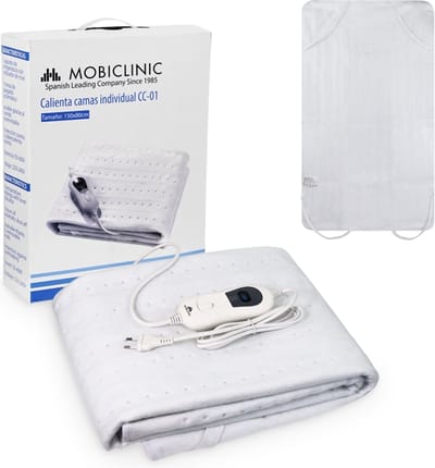 Mobiclinic - Plaid - Warmte deken - Individuele onderdeken - Elektrisch deken - 3 temperatuurniveaus - 150x80cm - Elektrische Warmtedeken - Automatische uitschakeling - LED-indicator - Wasbaar - Wit