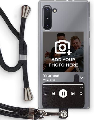 Gepersonaliseerd - Case Company® - Hoesje met koord geschikt voor Samsung Galaxy Note 10 hoesje met Koord - Music Player - Telefoonhoesje met Zwart Koord - Bescherming aan alle Kanten en Over de Schermrand