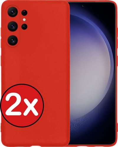 Hoesje - 2 Stuks - Geschikt voor Samsung Galaxy S23 Ultra - Sterk & Shockproof - Telefoonhoes - Back Cover - Case Siliconen - Telefoon Hoes - Rood