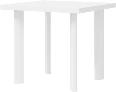 Tuinstafel Kunststof - Buitentafel Terras - Buiten Eten - Met Parasolgat - 80 x 75 cm - Wit