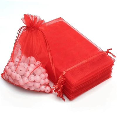 Solidchoice- Organza zakjes 100 stuks - Rode geschenktas - Sieradenzakjes - Snoepzakjes - Bruiloft - 7 x 9 cm - Hoogwaardig materiaal - Geschenkzakjes