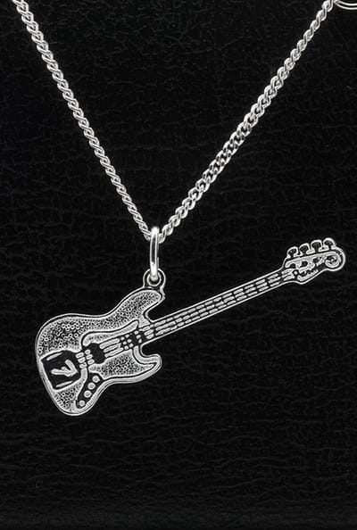 Zilveren Electrische basgitaar Fender ketting hanger