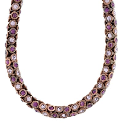 Behave - Rosékleurige ketting met paarse kristallen - Klassieke stijl