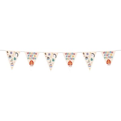 Folat - Vlaggenlijn 'Welkom Sint & Pieten' - Sint en Pieten - 6 meter - Welkom Sinterklaas - Sinterklaas versiering - Sinterklaas intocht - Sinterklaas en Piet -sinterklaas Cadeautjes