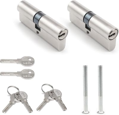 Dubbele cilinderslot 70 mm - set van 2 - 6 sleutels - deurslot met knop