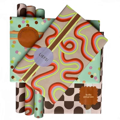 Luxe Cadeaupapier Rollen met Cadeaustickers - 22-delige inpakset - Dubbelzijdig bedrukt - 30x200cm - Verjaardag, roze inpakpapier