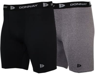 2-Pack Donnay - Compressie Short - Thermo/Sportshort (15cm) - Heren - Black/Charcoal-marl (1076) - maat S