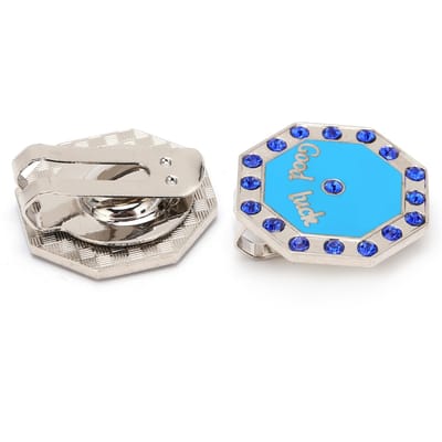 Marqueur de Balle de Golf avec Clip de Chapeau Magnétique Détachable Marqueur de Position de Balle de Golf pour Hommes Femmes (Rhinestone Octogone) bleu
