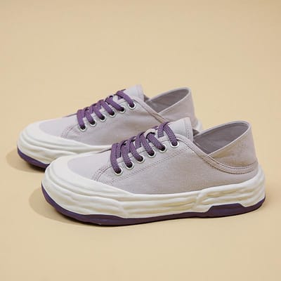 Twee -Draag Canvas Schoenen Dames 's Zomer Nieuw Oplossende Dikke -Zool Net Rood Studenten Alles -Passende Casual Sneakers 40 paars