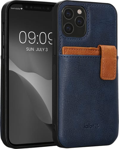 kalibri hoesje geschikt voor Apple iPhone 12 / iPhone 12 Pro - Back cover van imitatieleer met pasjeshouder