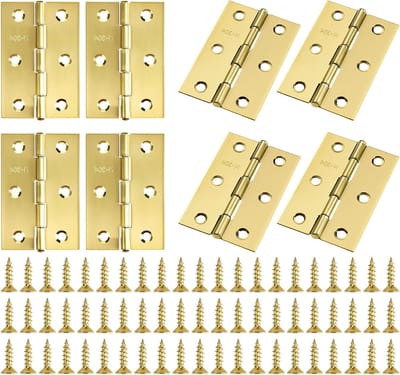 Set van 8 RVS Deurscharnieren, Piano Band in Goud, 75 x 50 x 1 mm, Inclusief 60 Schroeven, Vouwscharnieren, Deurscharnier voor Meubels en Deuren