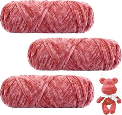 Fluwelen babywol, fluweel, chenillegaren, knuffelzachte chenillegaren, pluizige zachte pluche wol, haakgaren, wol voor breien en haken, rode bonenpasta