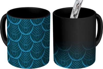 Magische Mok - Foto op Warmte Mokken - Koffiemok - Art Deco - Pauwveren - Patronen - Magic Mok - Beker - 350 ML - Theemok