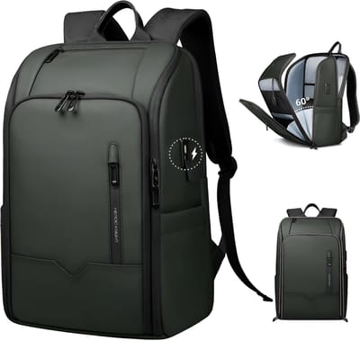 CarryQuest® - Reisdagrugzak - USB Duurzame Heren Rugzak - Werkaktentas - Grote Capaciteit + Waterbestendig + Slimme Opbergruimte - Groen