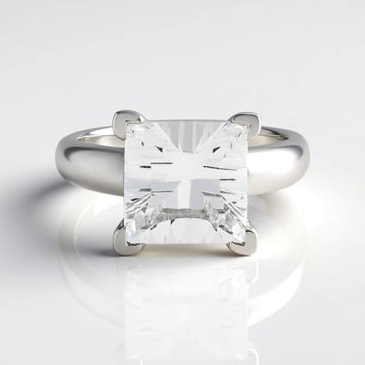 Cavill - Zilveren ring 925 Sterling met 3,974 ct witte kwarts - Geplatineerd - Concave carré slijpsel - Modern elegant design - Ring maat 19