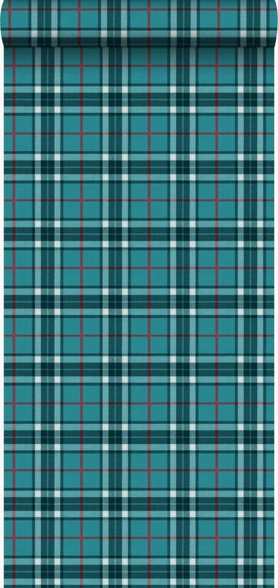 Origin Wallcoverings behang ruiten turquoise - 53 cm x 10.05 m - 347470