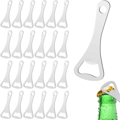 SnelShoppen - 24 Stuks RVS Flessenopener - Duurzame Bieropener, Korkenopener, Perfect voor Keuken, Bar, Restaurant, Feest, Camping, 9.2x3.5cm