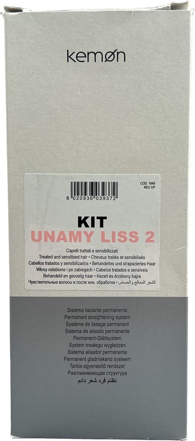 Kemon Kit Unamy Liss 2 Permanent Gladmakend Systeem voor behandeld en gevoelig haar